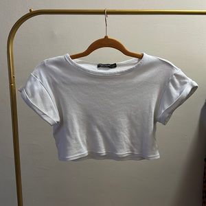 Cropped White Tee.